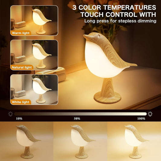 Small Desk Lamp, Bird Cordless Table Lamp With 3 Color Temperature Dimmer And Touch Sensor - Rechargeable Battery Night Light For Kids, Bedroom