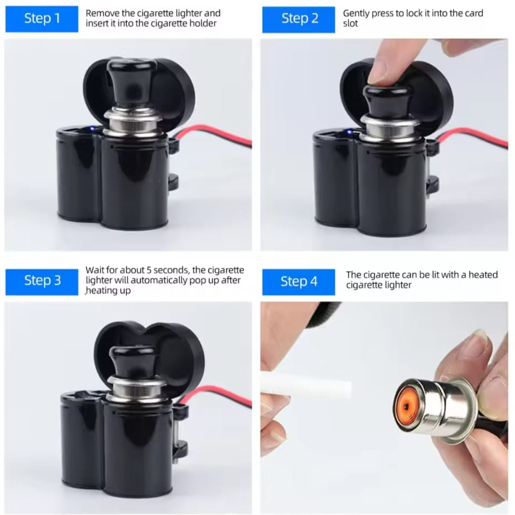 Motorcycle Handlebar Phone Charger Waterproof USB Power Adapter 12V 2.0A With Switch And Cigarette Lighter For GPS Navigation DVR