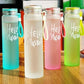 Hello Master 480ml Frosted Glass Water Bottle - Transparent Leak-Proof Portable Drinkware with Carrying Strap (Random Color)