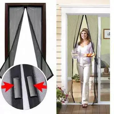 Magic Mesh Deluxe Hands Free Magnetic Screen Door Mesh Curtain Keeps Bugs Out
